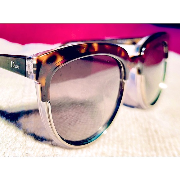 Dior Sight 1 Oversized Cat Eye Sunglasses Top Havana 54mm Clear Tortoiseshell - Picture 3 of 14